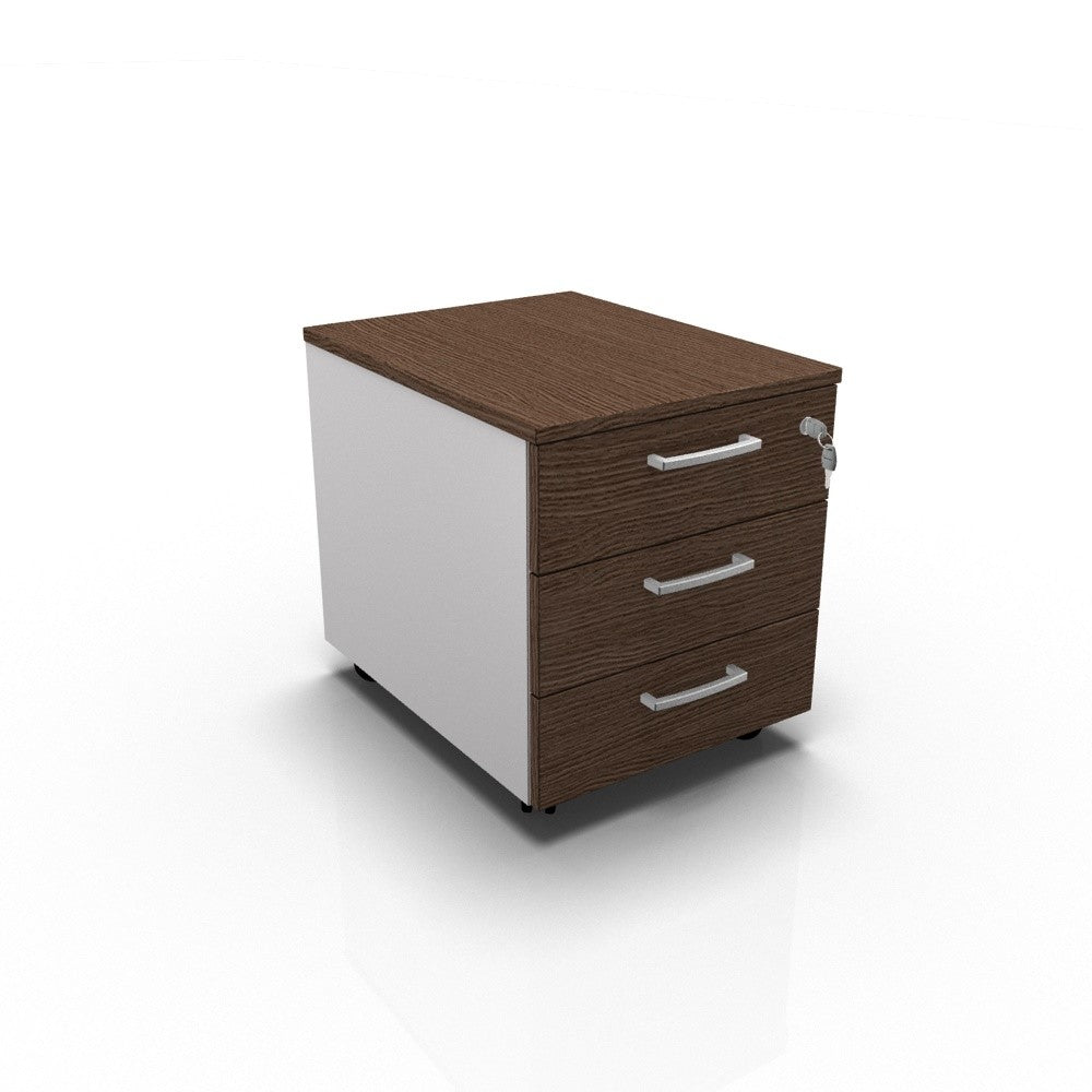 Cassettiera da ufficio con Rotelle OFFICE, L 42 x P 56 x H 51 cm (Rovere Tabacco)