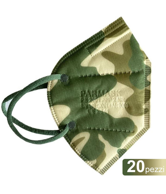 20 Mascherine Protettive Ffp2 Senza Valvola Mascherina Mimetica Militare Verde         