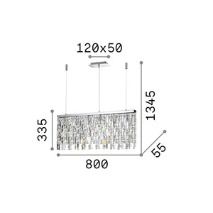 Lampadario Classico Elisir Metallo-Cristallo Ottone 6 Luci G9 3W 3000K