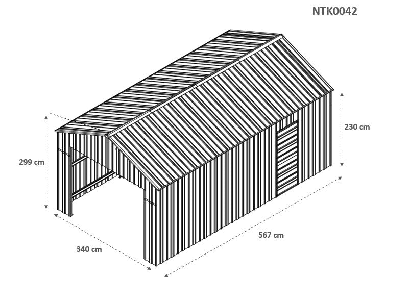 Casetta Box da Giardino in Lamiera di Acciaio 360x608x307 cm Legno