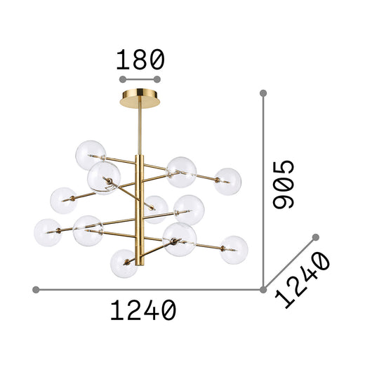 Sospensione Contemporanea Equinoxe Metallo Cromo 12 Luci 2W 3000K Luce Calda