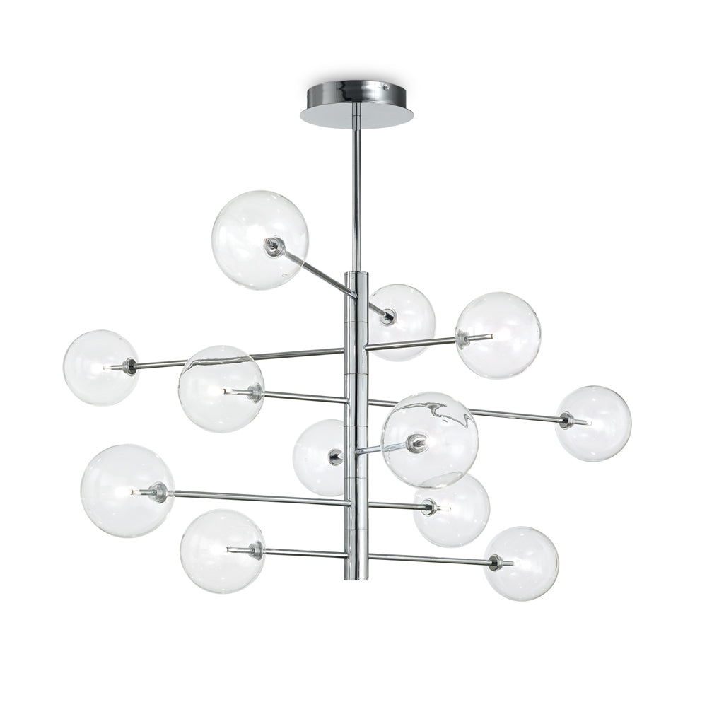 Sospensione Contemporanea Equinoxe Metallo Cromo 12 Luci 2W 3000K Luce Calda