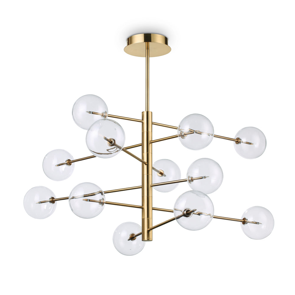 Sospensione Contemporanea Equinoxe Metallo Ottone 12 Luci 2W 3000K Luce Calda