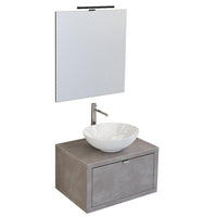 Mobile Bagno Sospeso 60 cm Lavabo e Specchio Bonussi Orione Grigio Effetto Cemento