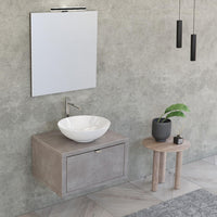 Mobile Bagno Sospeso 60 cm Lavabo e Specchio Bonussi Orione Grigio Effetto Cemento