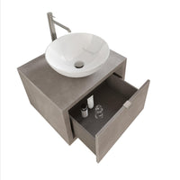 Mobile Bagno Sospeso 60 cm Lavabo e Specchio Bonussi Orione Grigio Effetto Cemento