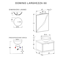 Mobile Bagno Sospeso 60 cm Lavabo e Specchio Bonussi Orione Grigio Effetto Cemento