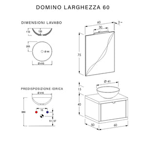 Mobile Bagno Sospeso 60 cm Lavabo e Specchio Bonussi Orione Grigio Effetto Cemento