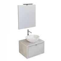 Mobile Bagno Sospeso 60 cm Lavabo e Specchio Bonussi Orione Grigio