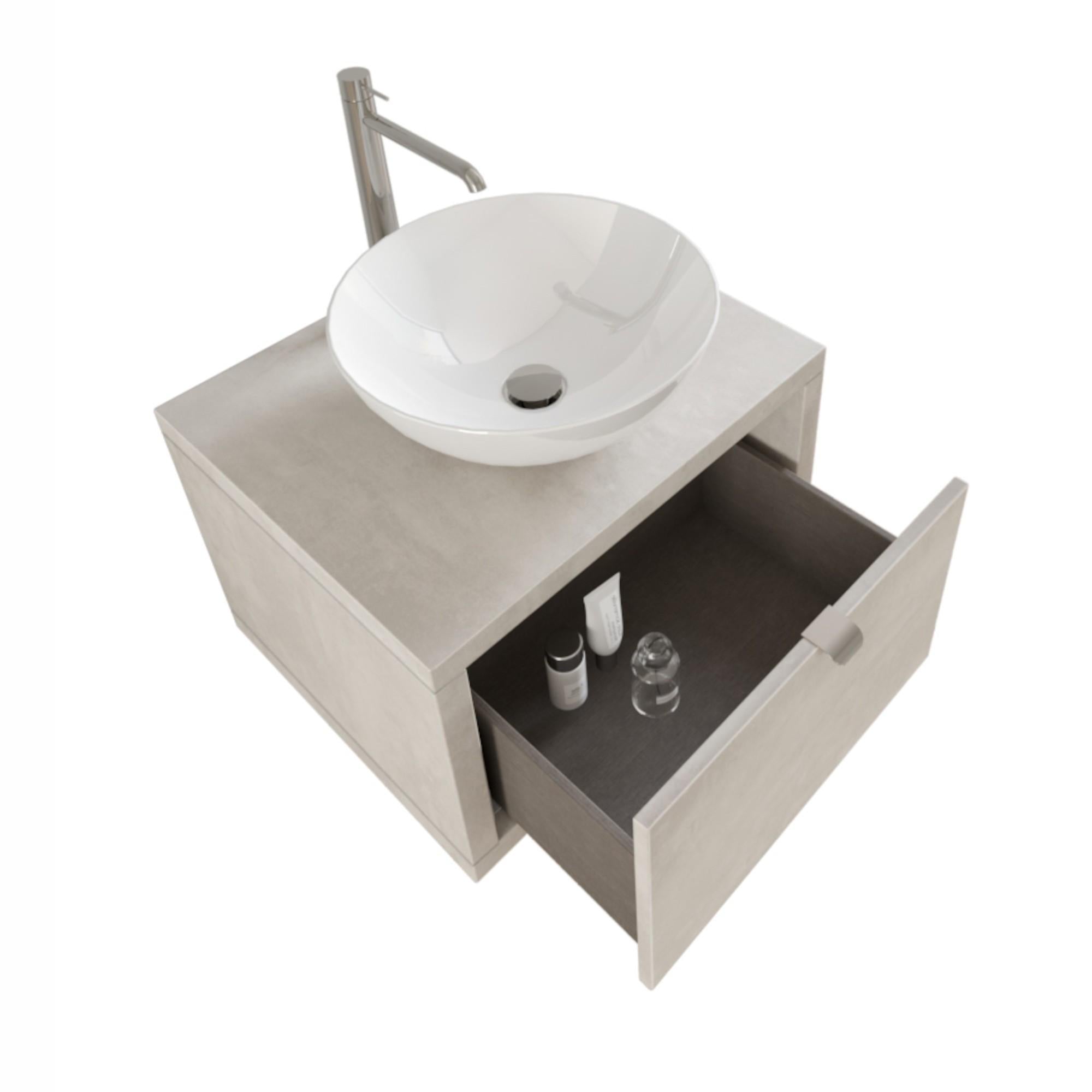 Mobile Bagno Sospeso 60 cm Lavabo e Specchio Bonussi Orione Grigio