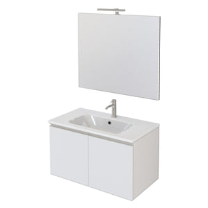 Mobile Bagno Sospeso 80 cm Lavabo e Specchio Bonussi Fenice Bianco Opaco