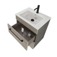 Mobile Bagno Sospeso 55 cm Lavabo e Specchio Bonussi Tucano Grigio Effetto Cemento