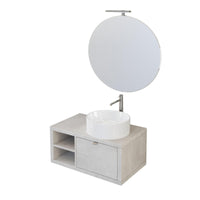 Mobile Bagno Sospeso 80 cm Lavabo e Specchio Bonussi Orione Grigio Effetto Cemento