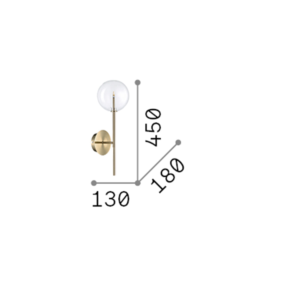 Applique Contemporanea Equinoxe Metallo Ottone 1 Luce 2W 3000K Luce Calda