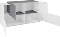 Credenza 2+2 Ante Battenti 160x86x45 cm New Coro Bianco Lucido e Ardesia