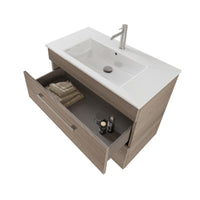 Mobile Bagno Sospeso 80 cm Lavabo e Specchio Bonussi Tucano Olmo