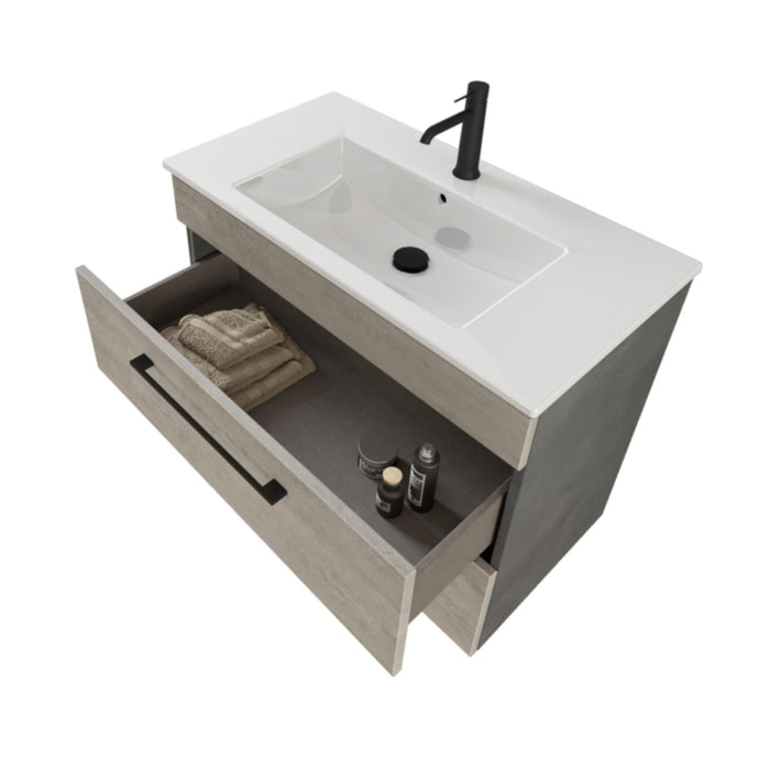 Mobile Bagno Sospeso 80 cm Lavabo e Specchio Bonussi Tucano Grigio