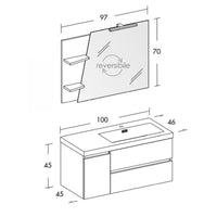 Mobile Bagno Sospeso 100 cm Lavabo e Specchio Bonussi Pegaso Bianco