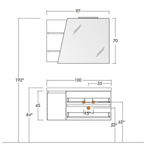 Mobile Bagno Sospeso 100 cm Lavabo e Specchio Bonussi Pegaso Bianco