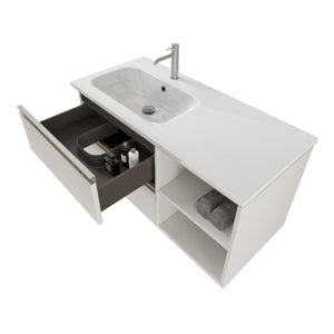 Mobile Bagno Sospeso 100 cm Lavabo e Specchio Bonussi Fenice Bianco Opaco