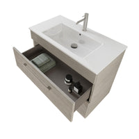 Mobile Bagno Sospeso 80 cm Lavabo e Specchio Bonussi Tucano Cemento Effetto Legno