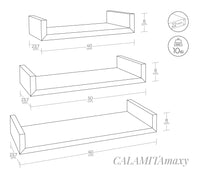 Set 3 Mensole da Parete 60-50-40x23,7x8 cm in Fibra di Legno Calamita Maxi  Rovere Tabacco