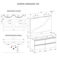 Mobile Bagno Sospeso 120 cm Doppio Lavabo e Specchio Bonussi Fenice Rovere Farnia