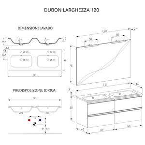 Mobile Bagno Sospeso 120 cm Doppio Lavabo e Specchio Bonussi Fenice Rovere Farnia