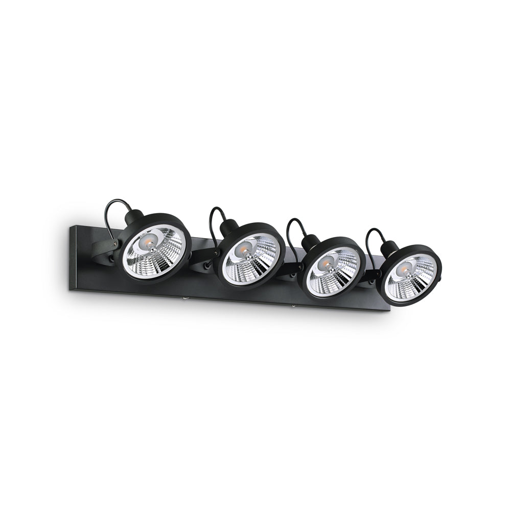 Plafoniera Moderna Glim Metallo Nero 4X10W Gu10 3000K Luce Calda