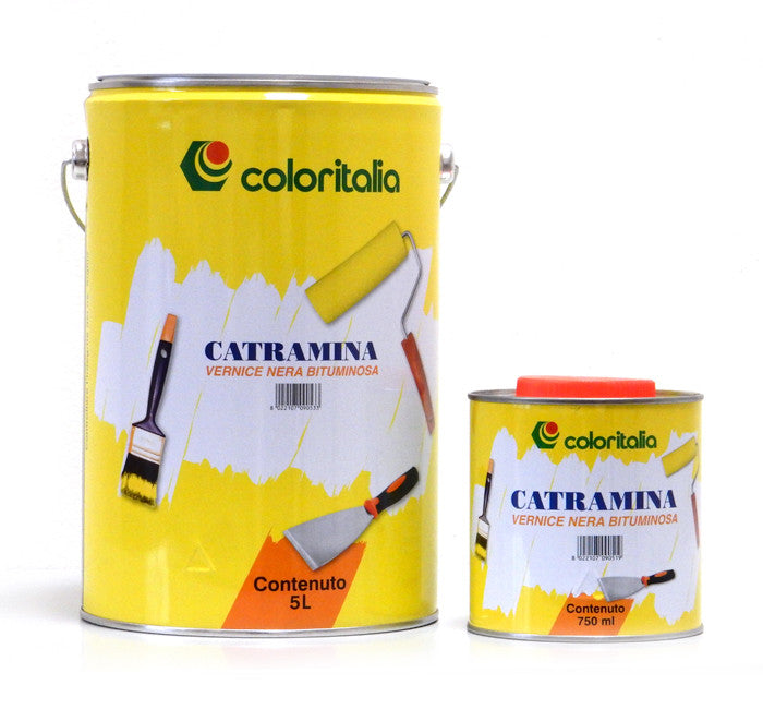 Catramina-Vernice Nera Bituminosa 905 Ideale Come Protettivo Per Strutture Metalliche, Legno E Cemento 0,75 Lt-Coloritalia