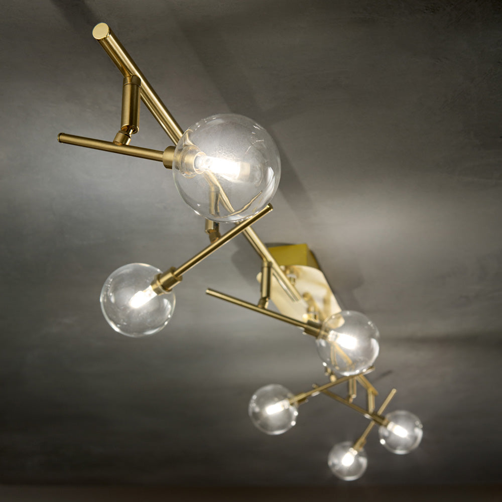 Plafoniera Moderna Maracas Metallo Ottone 6 Luci 2W 3000K Luce Calda