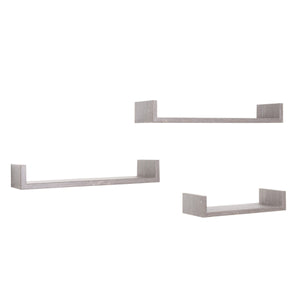 Set di 3 Mensole da Muro Modello CALAMITA, Mensole Muro Design, Mensola da Parete. Misure 60x8 p15.5 cm, 50x8 p15.5 cm e 40x8 p15.5 cm. Finitura  R. GRIGIO - MADE IN ITALY