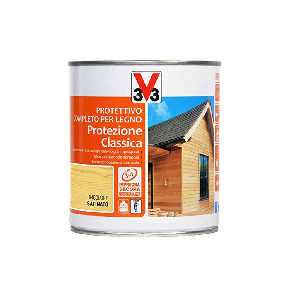 Protettivo Completo Per Legno Ideale Per Proteggere E Decorare I Rivestimenti In Legno Esterni Ed Interni Incolore 0,75Lt-V33