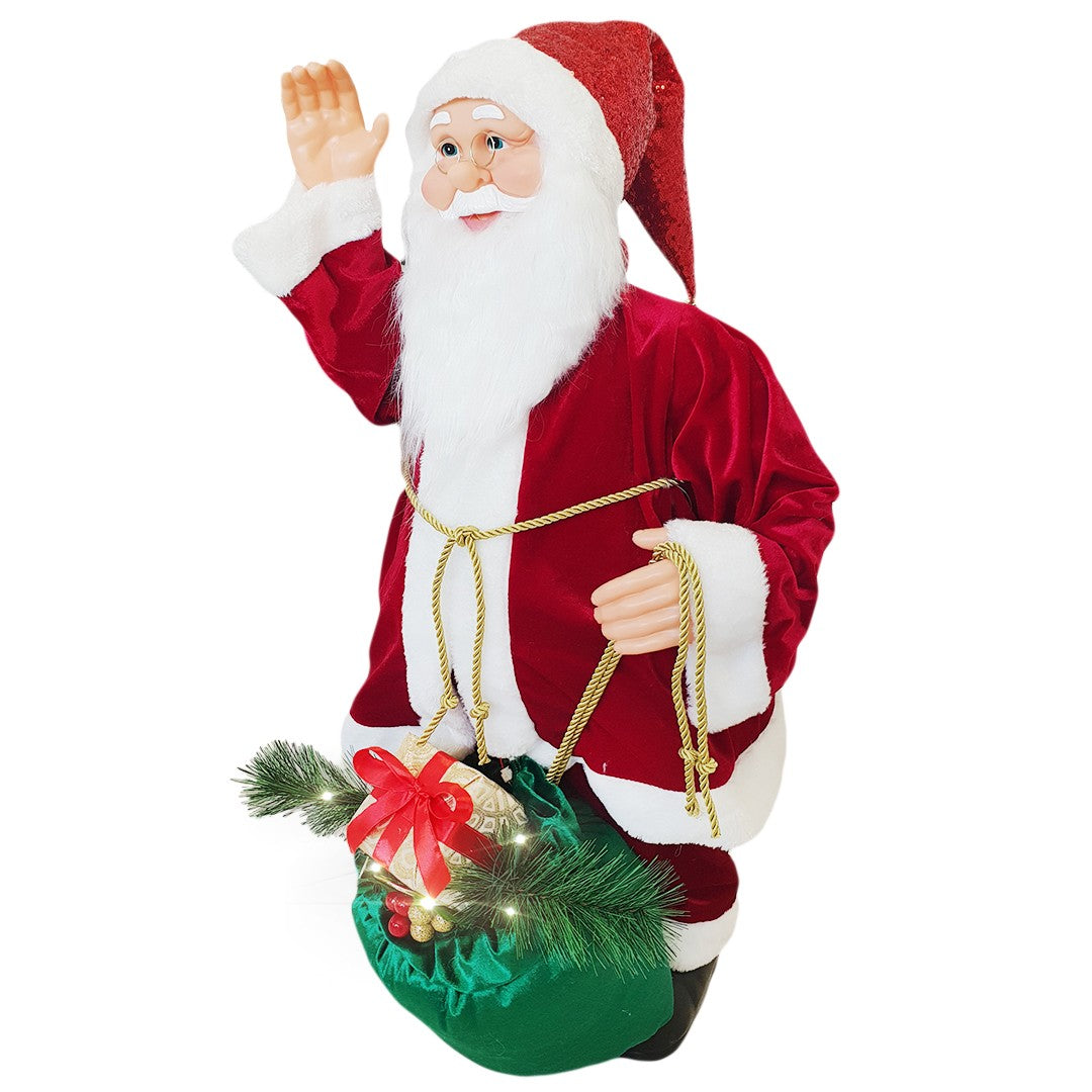 Pupazzo Babbo Natale H80 cm con Luci e Movimento Rosso