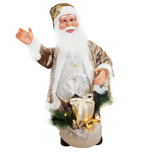 Pupazzo Babbo Natale H80 cm con Luci e Movimento Champagne