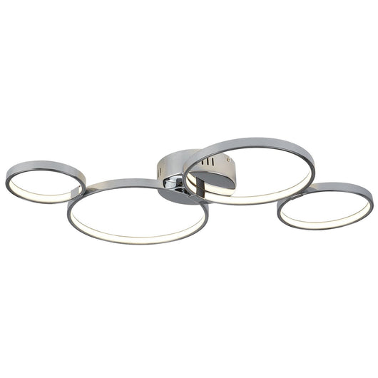 Plafoniera Moderno Solexa Acciaio Cromo Policarbonato Bianco Led 34,74W 3000K