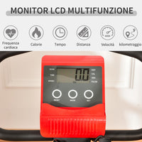 Cyclette Magnetica Pieghevole con Display LCD in Acciaio Rossa