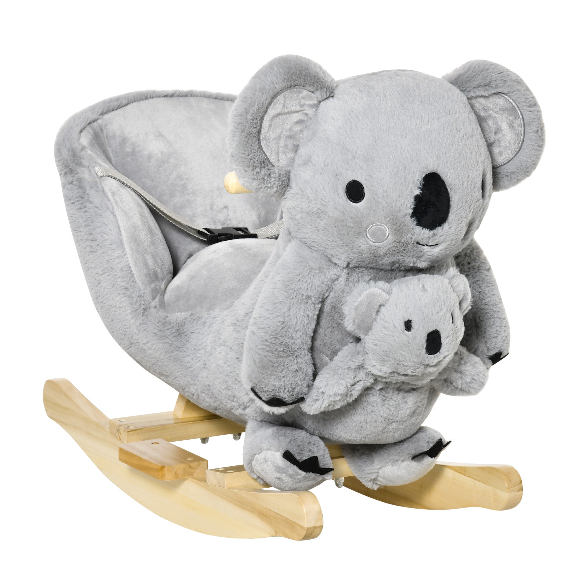 Cavallo a Dondolo per Bambini in Legno e Peluche Koala Grigio