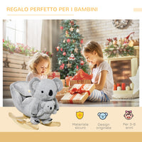 Cavallo a Dondolo per Bambini in Legno e Peluche Koala Grigio