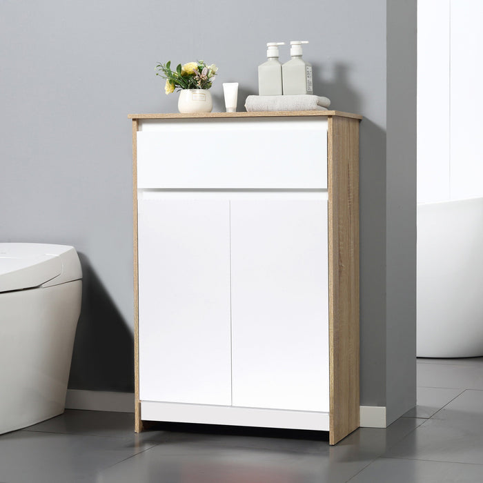 Mobile Bagno  60x30x90 cm in MDF Legno e Bianco