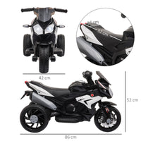 Moto Elettrica per Bambini 6V 3 Ruote Nera