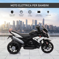 Moto Elettrica per Bambini 6V 3 Ruote Nera