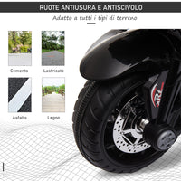 Moto Elettrica per Bambini 6V 3 Ruote Nera