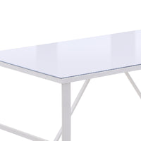 Scrivania Porta PC 120x60x74,5 cm in Metallo e Vetro Temperato Bianco