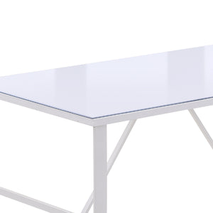 Scrivania Porta PC 120x60x74,5 cm in Metallo e Vetro Temperato Bianco