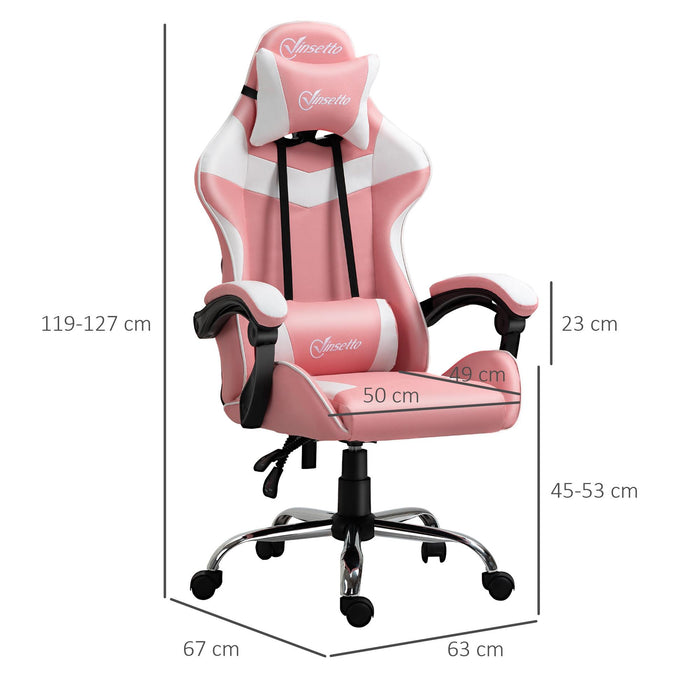 Sedia da Gaming Ergonomica 63x67x119-127 cm in Similpelle Rosa