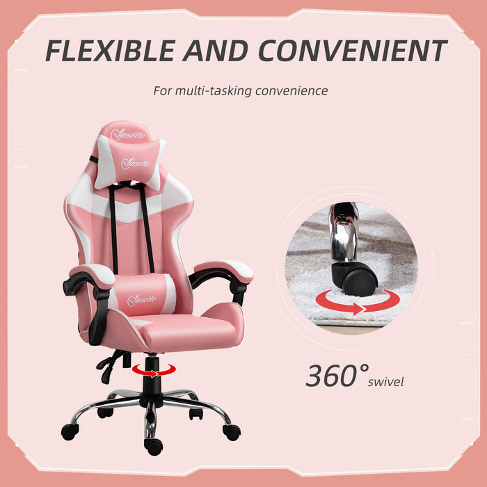 Sedia da Gaming Ergonomica 63x67x119-127 cm in Similpelle Rosa