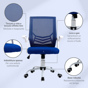 Sedia Operativa da Ufficio 62,5x55x94-104 cm in Tessuto Blu