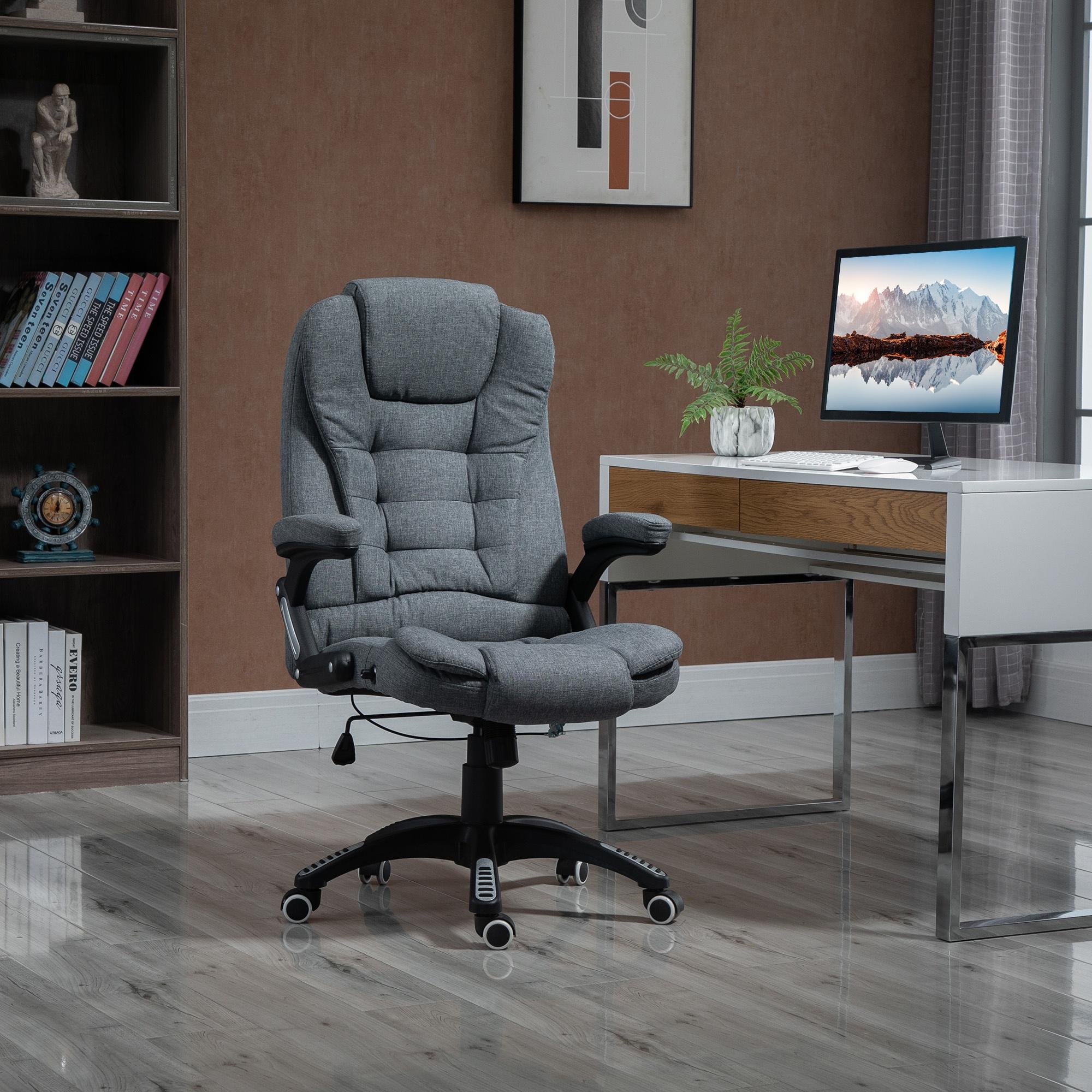 Sedia Poltrona Presidenziale da Ufficio 67x72x110-120 cm in Tessuto Grigio