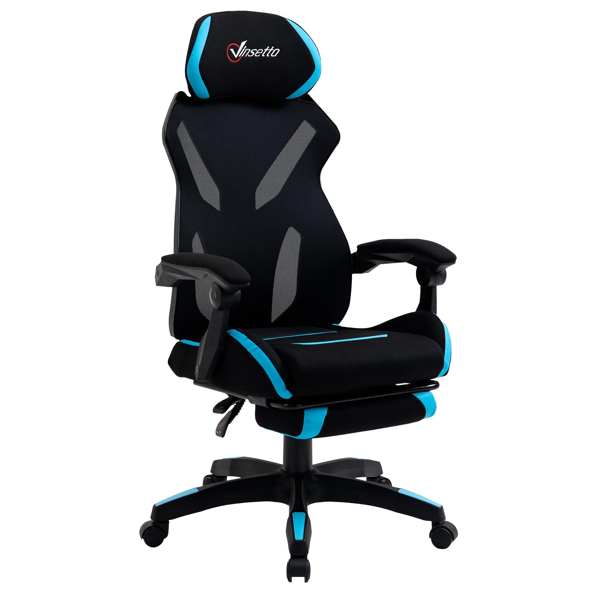 Sedia da Gaming Ergonomica 65x65x119-129 cm in Tessuto Nero